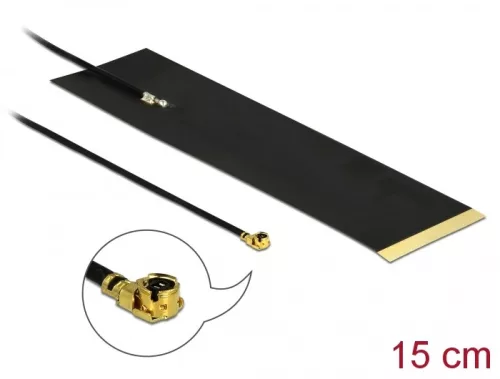 Delock LTE Antenna, MHF  I csatlakozódugó, 1,9 - 3,9 dBi, 1.13 15 cm-es NYÁK-lap, belso öntapadós (DL-12612)