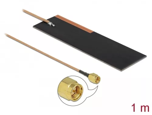 Delock LPWAN antenna SMA dugó 1 - 2 dBi RG-178 1 m PCB belső öntapadó (DL-12620)