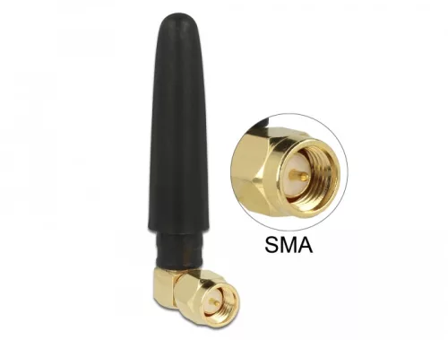 Delock WLAN 802.11 b/g/n antenna SMA apa 90  2 dBi hosszú kétirányú billenő csatlakozással hajlékony (DL-12624)
