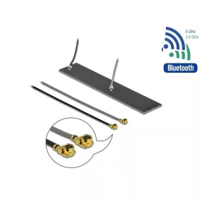   Delock WLAN 802.11 ac/ax/a/h/b/g/n ikerantenna, 2 x MHF  I csatlakozódugó, 2,2   4,0 dBi, 2 x 15 cm- (DL-12627)