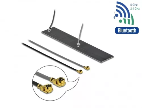 Delock WLAN 802.11 ac/ax/a/h/b/g/n ikerantenna, 2 x MHF  I csatlakozódugó, 2,2   4,0 dBi, 2 x 15 cm- (DL-12627)