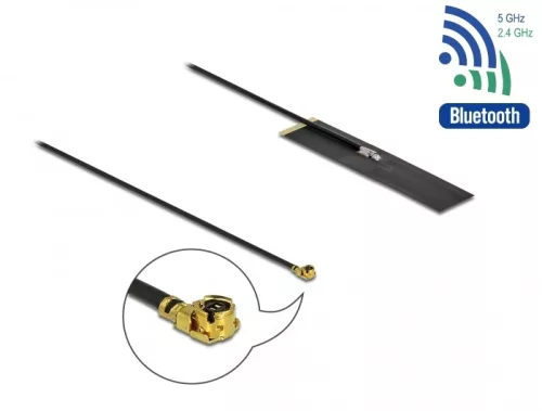 Delock Két sávú WLAN ac/ax/a/b/g/n Antenna MHF  I apa 1,7 - 4,7 dBi PIFA FPC mindenirányú (DL-12628)