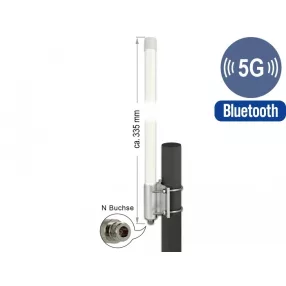   Delock 5G LTE antenna N hüvely -2,14 - 2,93 dBi 33,5 cm-es rögzített, falra és rúdra szerelhető, min (DL-12631)