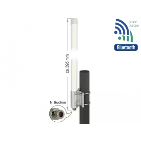   Delock WLAN kettős sávú 802.11 ac/ax/a/b/g/n Antenna N hüvely 6,2 - 8,0 dBi 39,5 cm átmérőjű, rögzít (DL-12632)