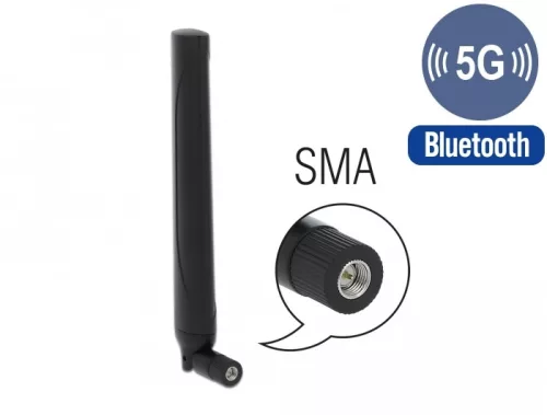 Delock 5G LTE antenna SMA-dugó -0,5 - 2,3 dBi irányított, csuklós csatlakozó, fekete (DL-12633)