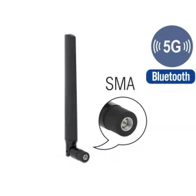   Delock 5G LTE antenna SMA-dugó -3,3 - 1,3 dBi irányított, csuklós csatlakozó, fekete (DL-12634)