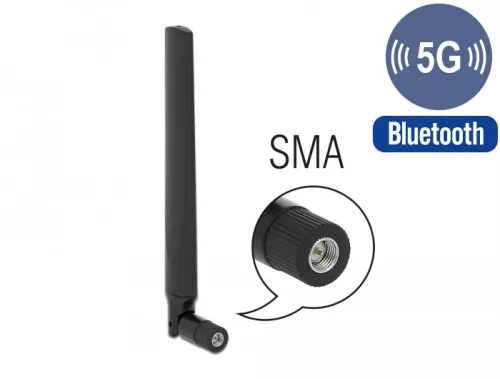 Delock 5G LTE antenna SMA-dugó -3,3 - 1,3 dBi irányított, csuklós csatlakozó, fekete (DL-12634)
