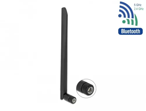 Delock WLAN 802.11 a/ax/a/b/g/n antenna RP-SMA-dugó 5 dBi 20 cm kétirányú, billenő kapcsolással, rug (DL-12636)