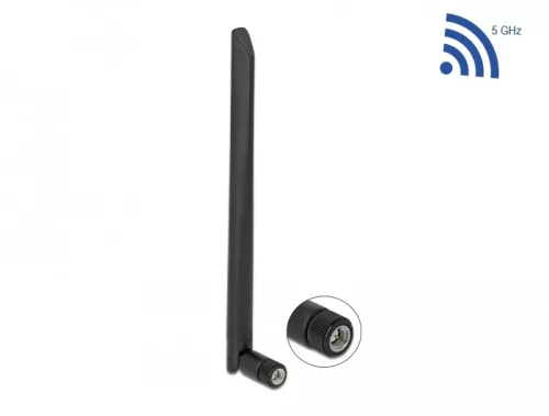 Delock WLAN 802.11 ac/ax/a antenna RP-SMA apa 5 dBi 20 cm hosszú kétirányú billenő csatlakozással ha (DL-12637)