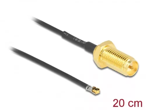 Delock Antenna kábel RP-SMA anya válaszfali csatlakozóval apa MHF  4L LK-dugó 1.37 20 cm menethossz (DL-12656)