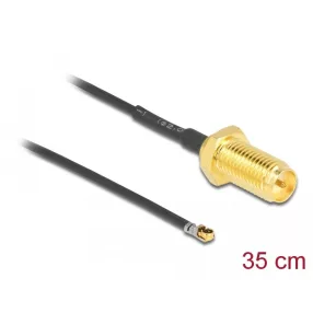   Delock Antenna kábel RP-SMA anya válaszfali csatlakozóval apa MHF  4L LK-dugó 1.37 35 cm menethossz (DL-12658)
