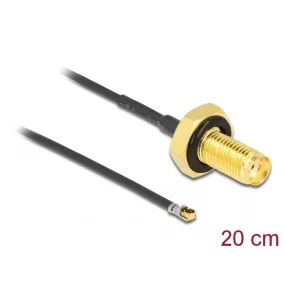   Delock Antenna kábel SMA anya válaszfali csatlakozóval apa MHF  4L LK-dugó 1.37 20 cm menethossz 10 (DL-12663)