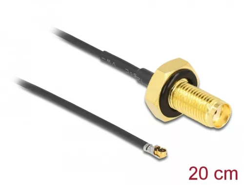 Delock Antenna kábel SMA anya válaszfali csatlakozóval apa MHF  4L LK-dugó 1.37 20 cm menethossz 10 (DL-12663)
