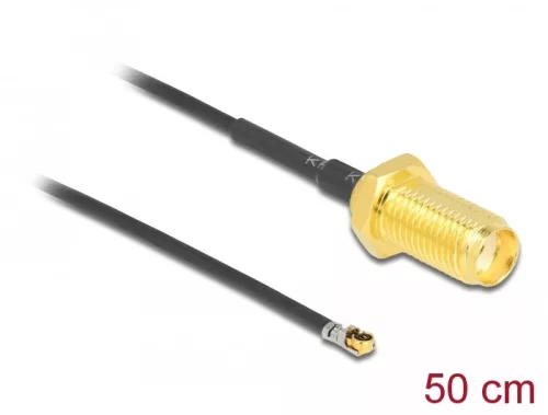 Delock Antenna kábel SMA anya válaszfali csatlakozóval apa MHF  4L LK-dugó 1.37 50 cm menethossz 10 (DL-12666)