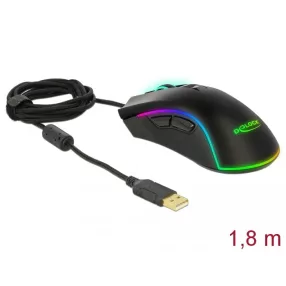   Delock Optikai, hét gombos USB játék egér - jobb kezeseknek (DL-12670)