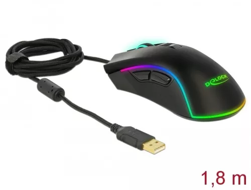Delock Optikai, hét gombos USB játék egér - jobb kezeseknek (DL-12670)