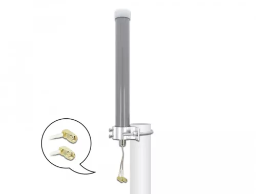 Delock Több sávos, többirányú, kültéri, szürke LTE WLAN 2,4 GHz antenna 1 x SMA apa, 1 x RP-SMA apa, (DL-12694)
