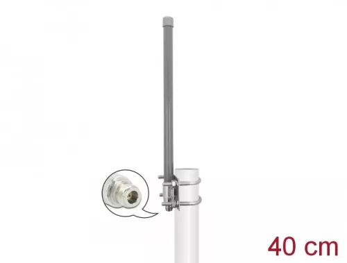 Delock 433 MHz antenna N-hüvely 2 dBi 40 cm irányítatlan, rögzített, kültéri, szürke (DL-12695)