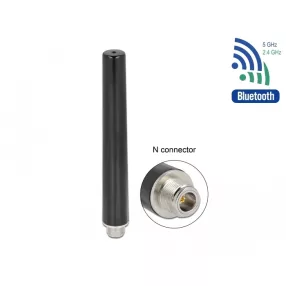   Delock Két csatornás WLAN WiFi 6 Antenna N anya 4 - 6 dBi 16,55 cm többirányú fix kültéri fekete (DL-12701)