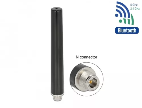 Delock Két csatornás WLAN WiFi 6 Antenna N anya 4 - 6 dBi 16,55 cm többirányú fix kültéri fekete (DL-12701)
