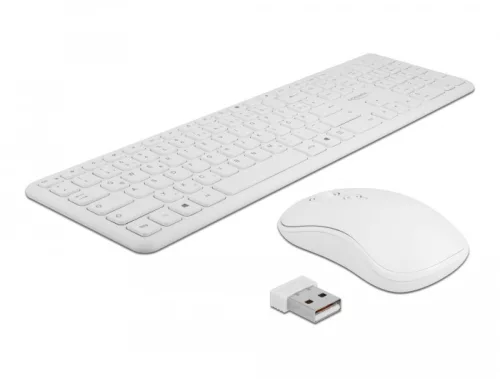 Delock NÉMET Vezetékmentes USB klaviatúra és egér szett 2,4 GHz, fehér (DL-12703)