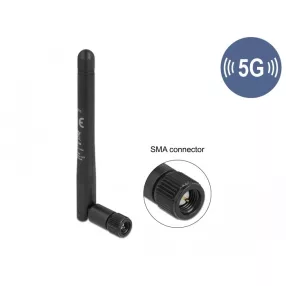   Delock 5G 3,3 - 5,0 GHz antenna SMA apa -1,0 - 4,5 dBi 10,9 cm hosszú kétirányú billenő csatlakozáss (DL-12711)