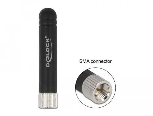 Delock ISM 433 MHz antenna SMA apa -0,5 dBi mindenirányú flexibilis fekete (DL-12712)