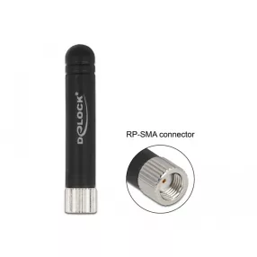   Delock WLAN 802.11 b/g/n antenna RP-SMA apa 1,7 - 3,7 dBi mindenirányú rögzített egy hajlítható anya (DL-12714)