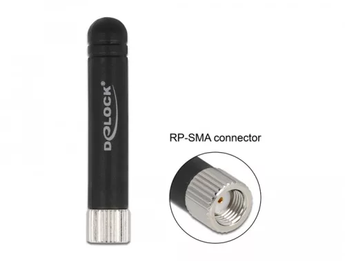 Delock WLAN 802.11 b/g/n antenna RP-SMA apa 1,7 - 3,7 dBi mindenirányú rögzített egy hajlítható anya (DL-12714)