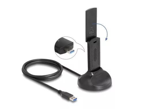 Delock Wi-Fi 6E duális Band WLAN USB adapter AX3000 (2 x 1201 + 574 Mbps) (DL-12773)