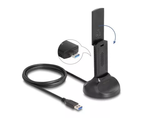 Delock Wi-Fi 6E duális Band WLAN USB adapter AX5400 (2 x 2402 + 574 Mbps) (DL-12774)