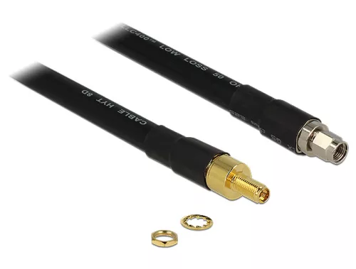Delock RP-SMA dugó > RP-SMA Jack CFD400 LLC400 1 m alacsony veszteségű (DL-13013)