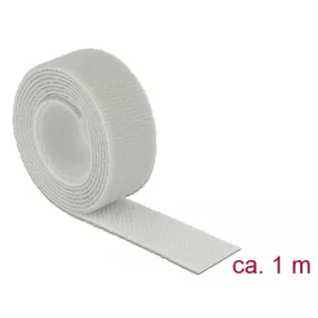   Delock Hurkolható rögzítők, 1 m x 20 mm (H x Sz) tekercs, szürke (DL-18278)