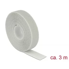   Delock Hurkolható rögzítők, 3 m x 20 mm (H x Sz) tekercs, szürke (DL-18279)