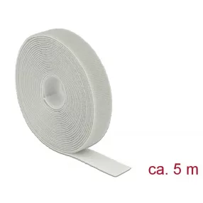   Delock Hurkolható rögzítők, 5 m x 20 mm (H x Sz) tekercs, szürke (DL-18280)