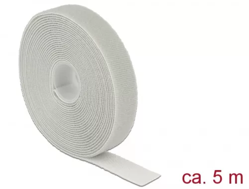 Delock Hurkolható rögzítők, 5 m x 20 mm (H x Sz) tekercs, szürke (DL-18280)