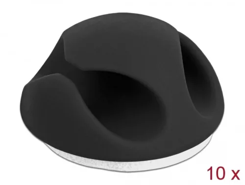 Delock Kábeltartó mini szett 2 kábelrendezővel 10 darabos fekete (DL-18345)