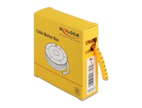 Delock 500 db. sárga kábeljelző doboz No. 3 (DL-18357)