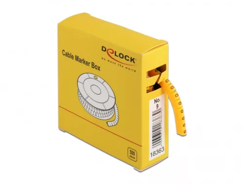 Delock 500 db. sárga kábeljelző doboz No. 9 (DL-18363)