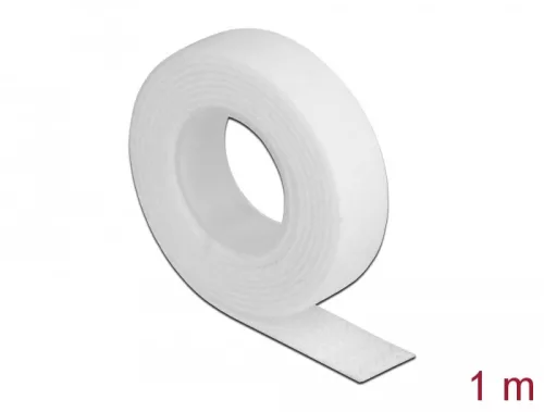 Delock Velcro fehér ragasztó szalag guriga Hx 1 m x Sz 13 mm (DL-18375)