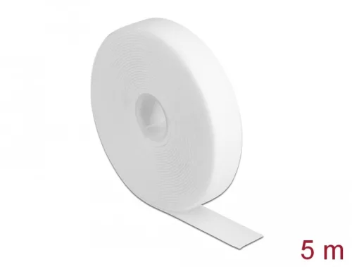 Delock Velcro fehér ragasztó szalag guriga Hx 5 m x Sz 20 mm (DL-18381)