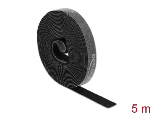 Delock Velcro fekete ragasztó szalag guriga Hx 5 m x Sz 15 mm (DL-18384)