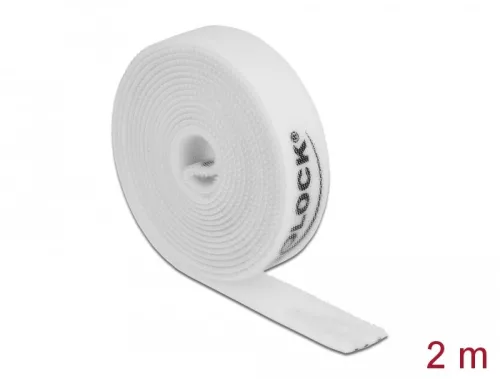 Delock Velcro fehér ragasztó szalag guriga Hx 2 m x Sz 15 mm (DL-18386)