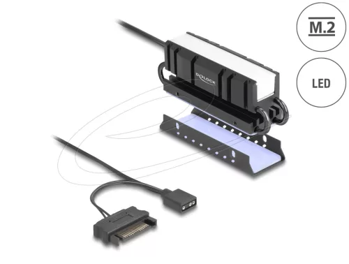 Delock M.2 Hűtőborda SSD 2280-hoz RGB LED világítással (DL-18460)