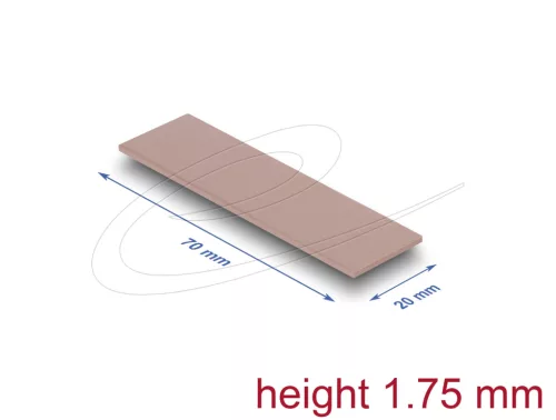 Delock Hővezető párna 70 x 20 x 1,75 mm M.2 modulokhoz 3,0 W/mK   nem szilikon anyagú