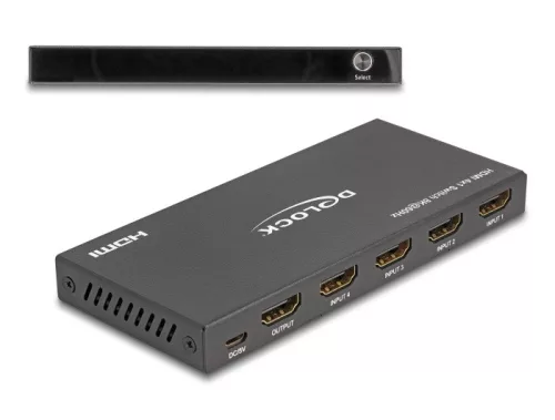 Delock HDMI kapcsoló 4 x HDMI bemenet - 1 x HDMI kimenet 8K 60 Hz (DL-18604)