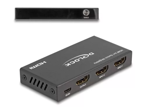 Delock HDMI kapcsoló 2 x HDMI bemenet - 1 x HDMI kimenet 8K 60 Hz (DL-18607)