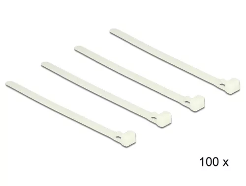 Delock Kioldható kábelkötegelők, fehér szín, 150 x 7,2 mm (H x Sz), 100 darab (DL-18638)