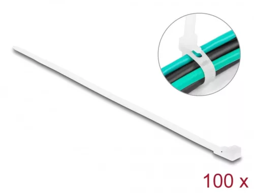Delock Újrahasználható kábelkötegelő H 200 x Sz 4,8 mm 100 db. Fehér (DL-18642)