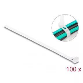   Delock Újrahasználható kábelkötegelő H 200 x Sz 7,2 mm 100 db. Fehér (DL-18644)